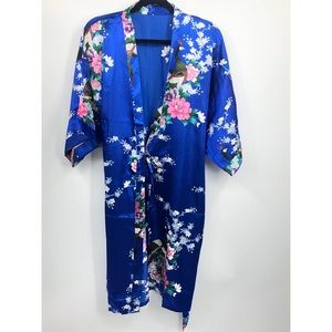 Silky kimono one size fits all blue peacocks